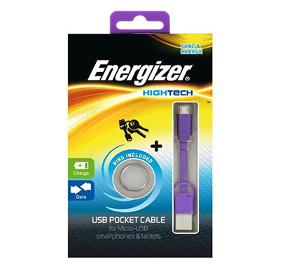 energizer pocket cable micro-usb charge + data - purple